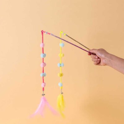 Interactive Cat Feather Teaser Wand Toy