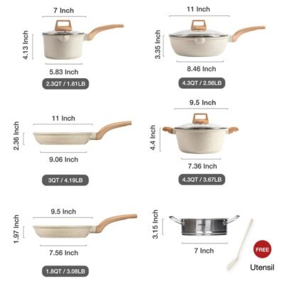 Marble Non-Stick Aluminum Cookware Set